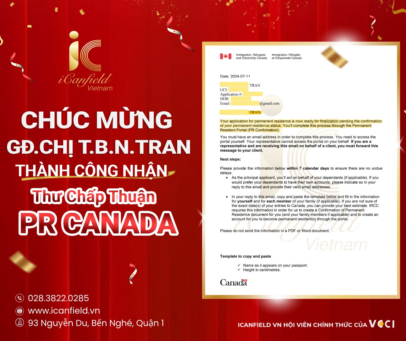 THÀNH CÔNG NHẬN PR CANADA CỦA GIA ĐÌNH CHỊ T.B.N.TRAN THÔNG QUA DIỆN SKILLED WORKER