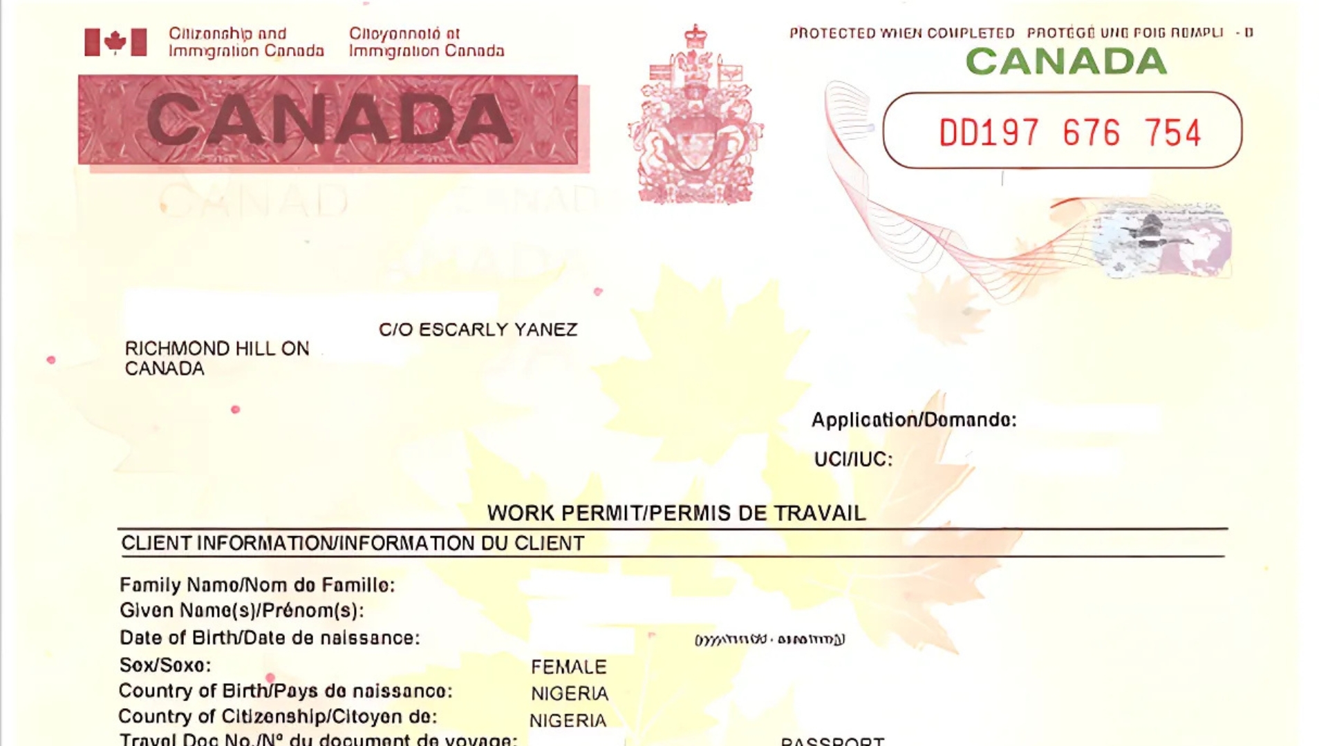 giấy phép lao động tại Canada